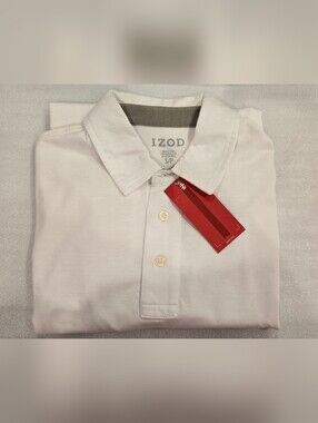 Izod Mens S/P White Short Sleeve Polo Shirt - NWT